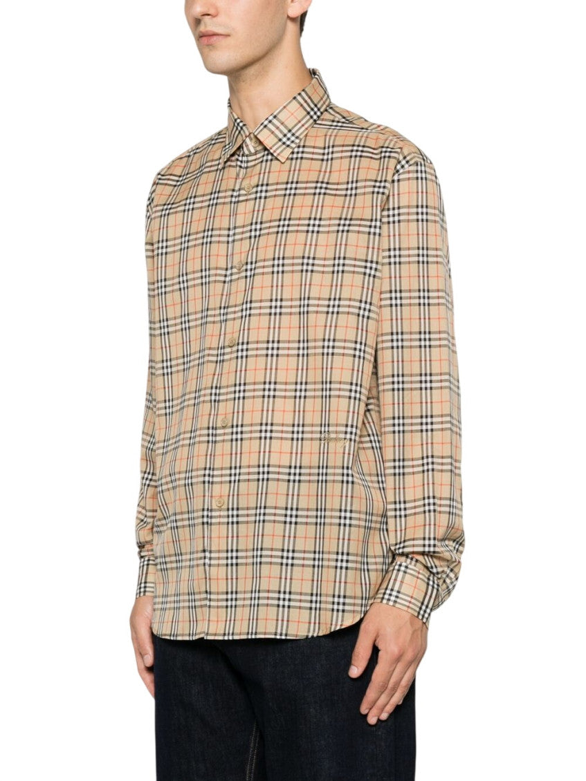 Beige Regular Check Shirt 2