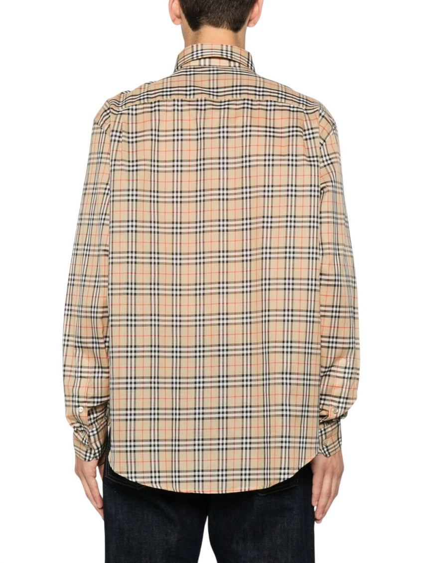 Beige Regular Check Shirt 3
