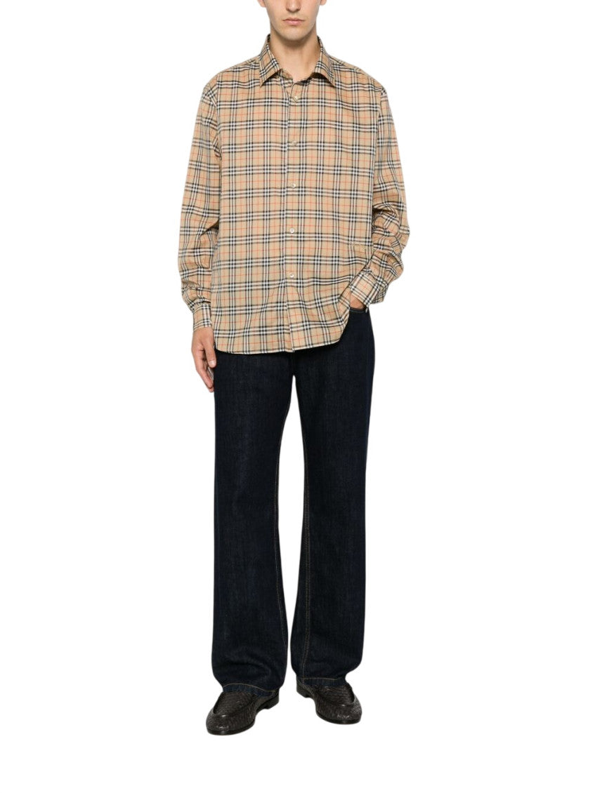 Beige Regular Check Shirt 4