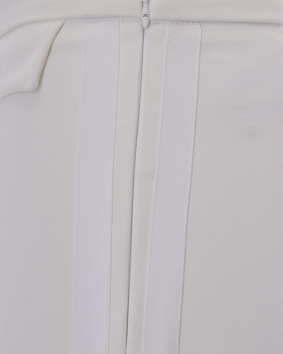 White Slim Flat Front Pants 3