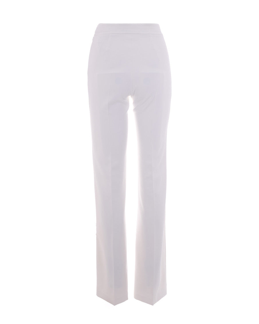 White Regular Flat Front Pants 2