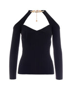 Black Knitted Halter Neck Sweater 1