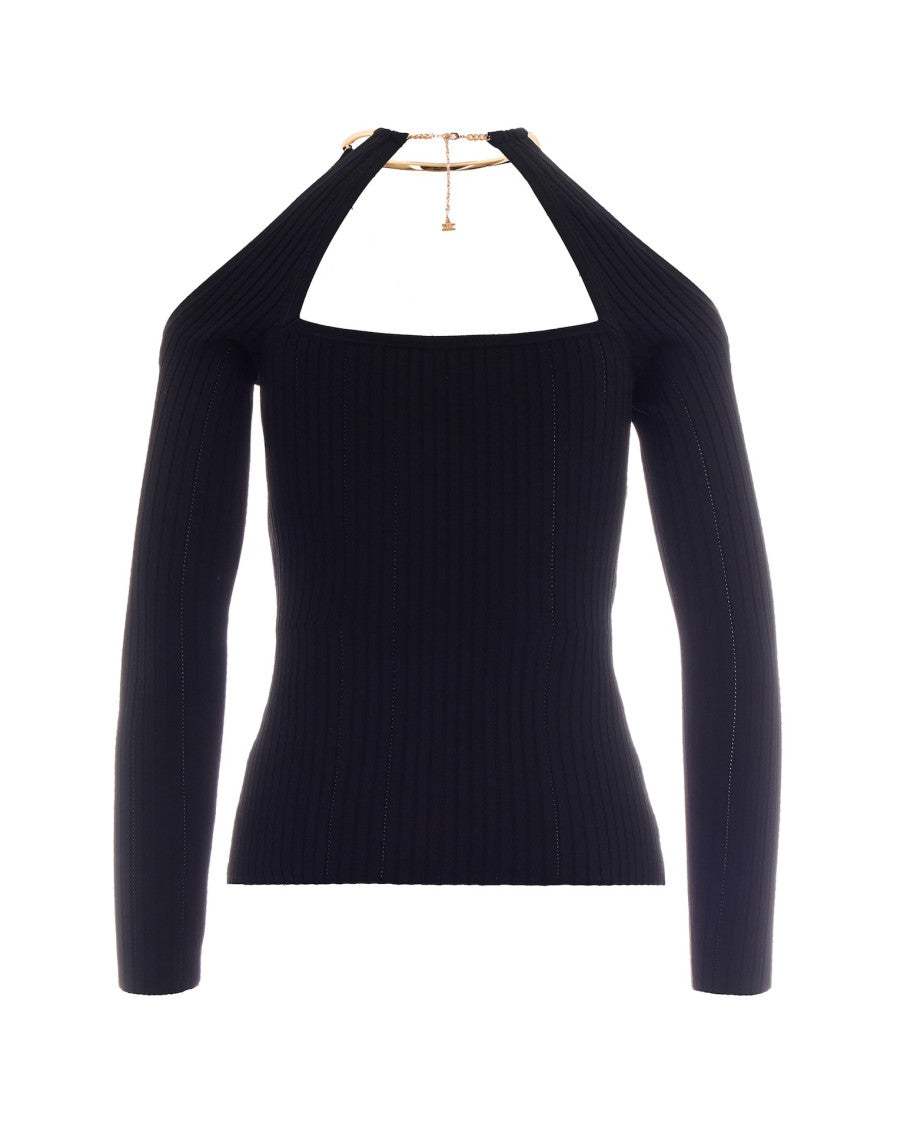 Black Knitted Halter Neck Sweater 2