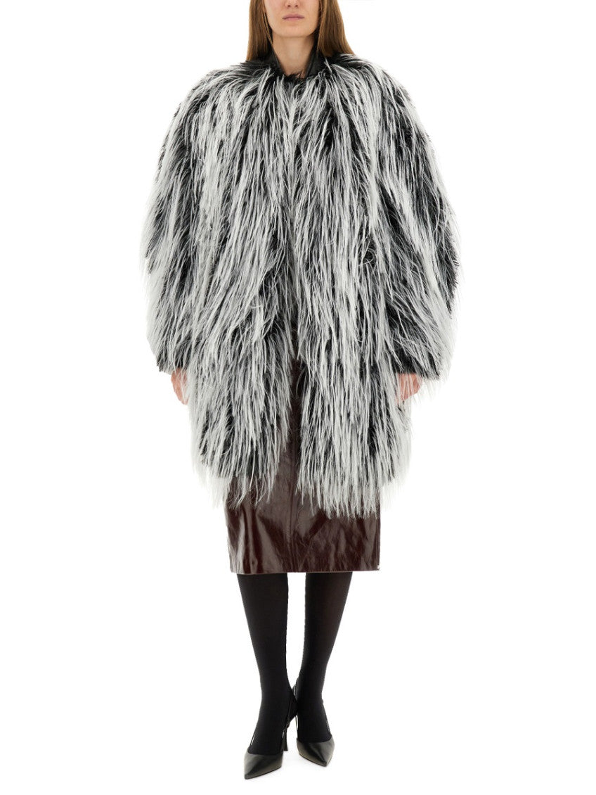 BlackWhite Textured Trench Coat 4