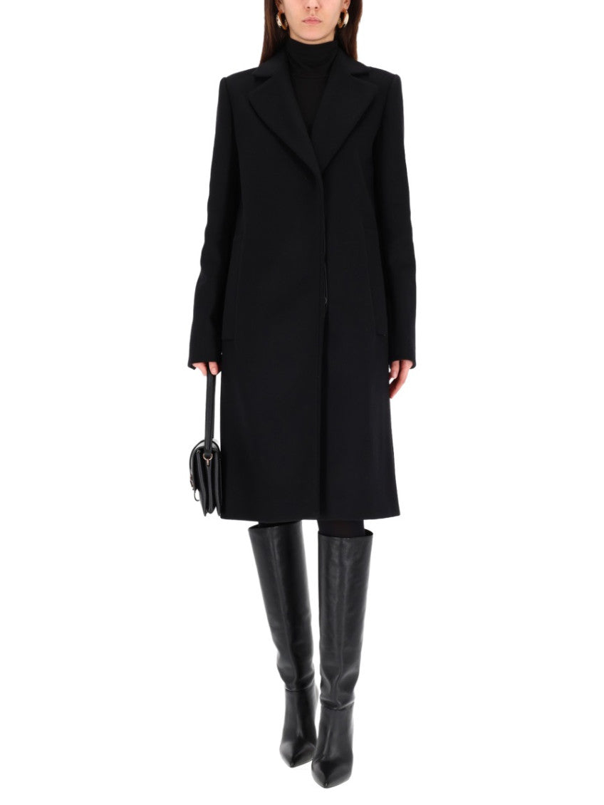 Black Notched Lapel Trench Coat 2
