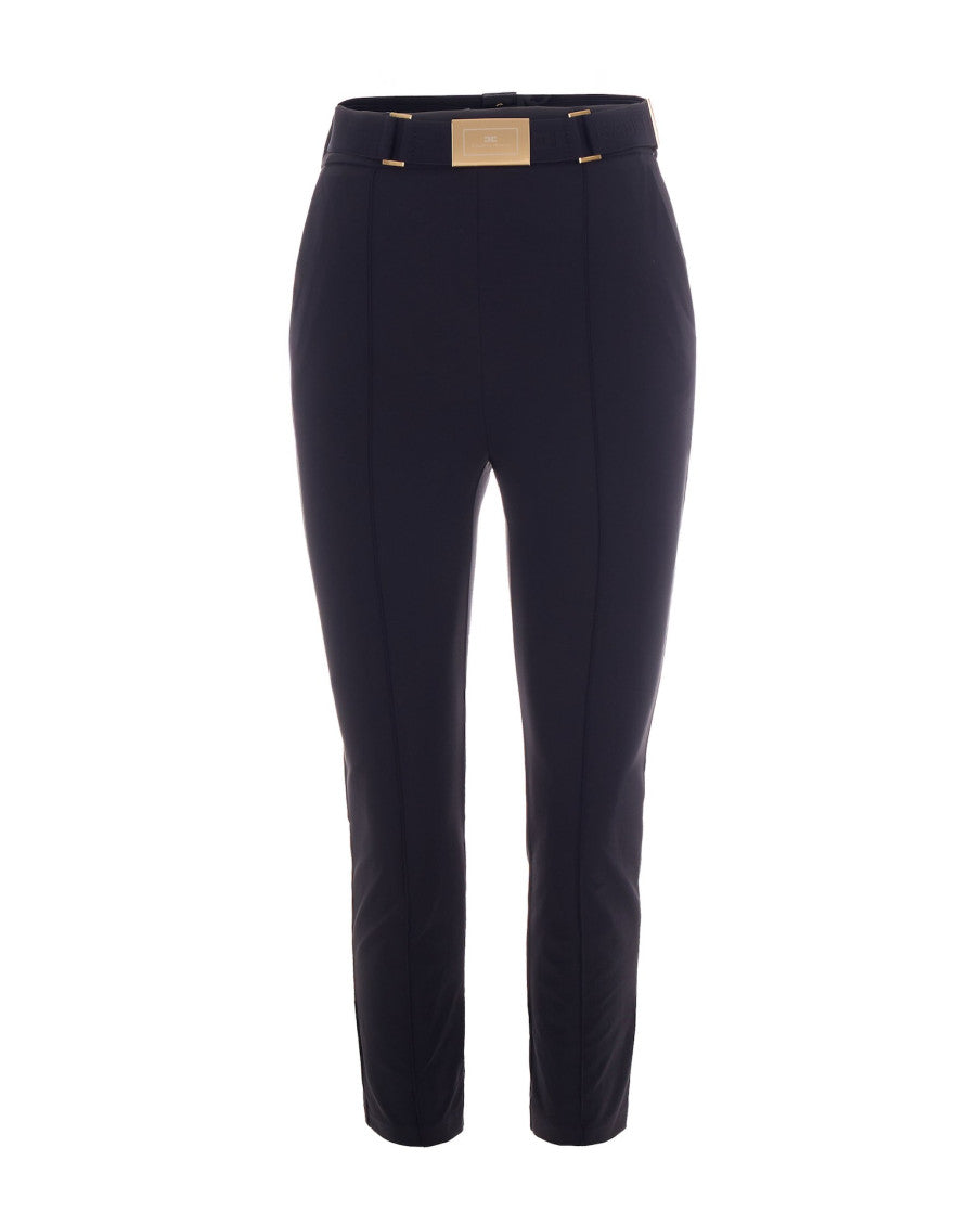 Black Slim Flat Front Pants 1