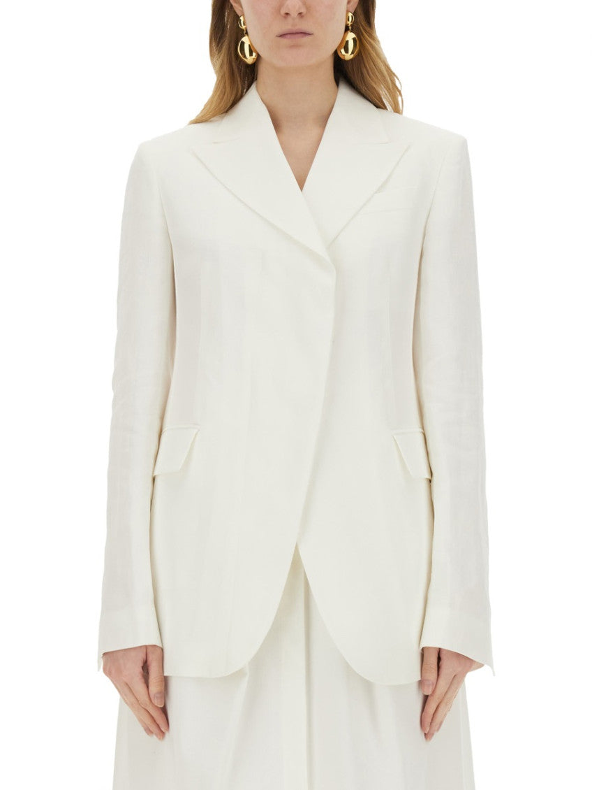 White Notched Lapel Blazer 1