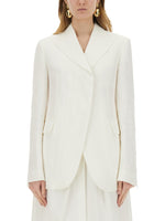 White Notched Lapel Blazer 1