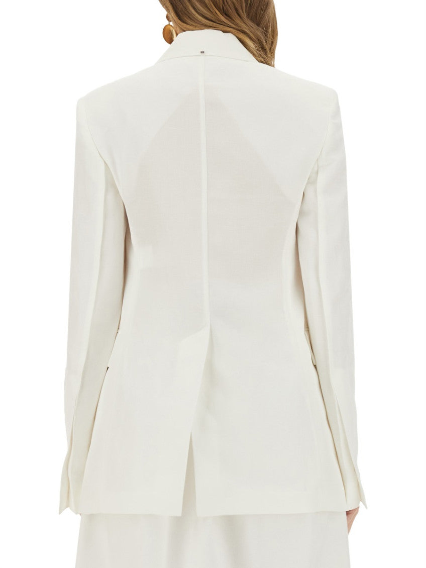 White Notched Lapel Blazer 3