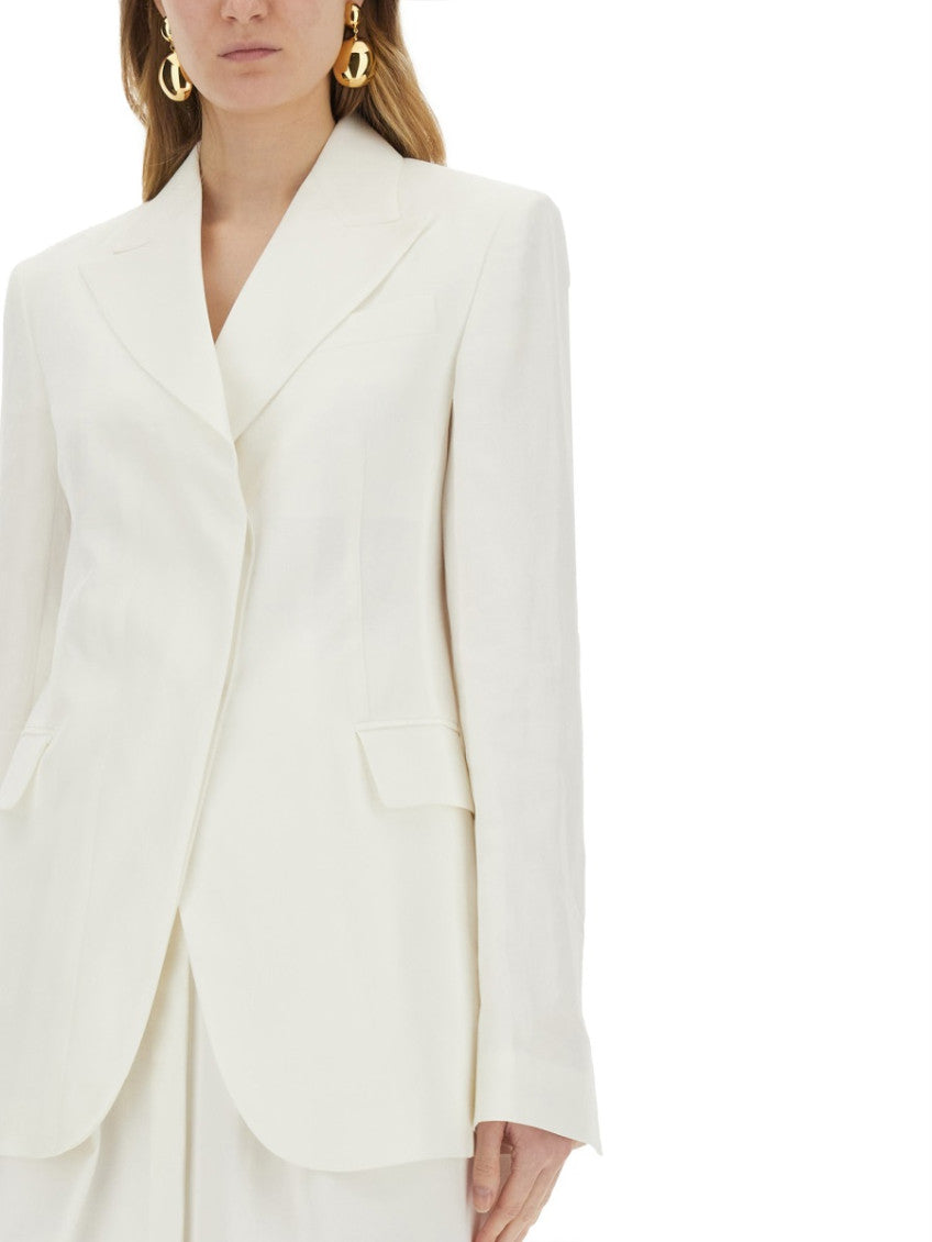 White Notched Lapel Blazer 4