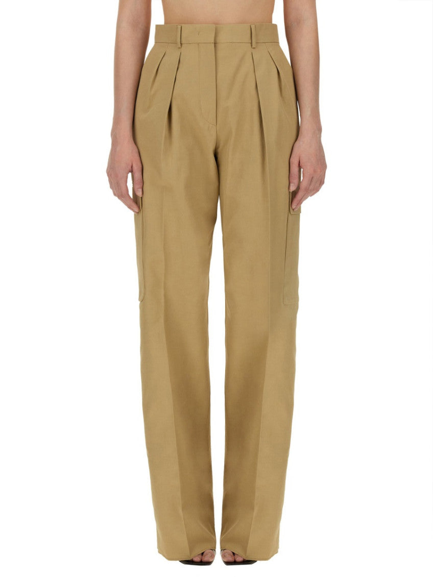 Beige Relaxed Pleated Pants 1