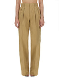 Beige Relaxed Pleated Pants 1