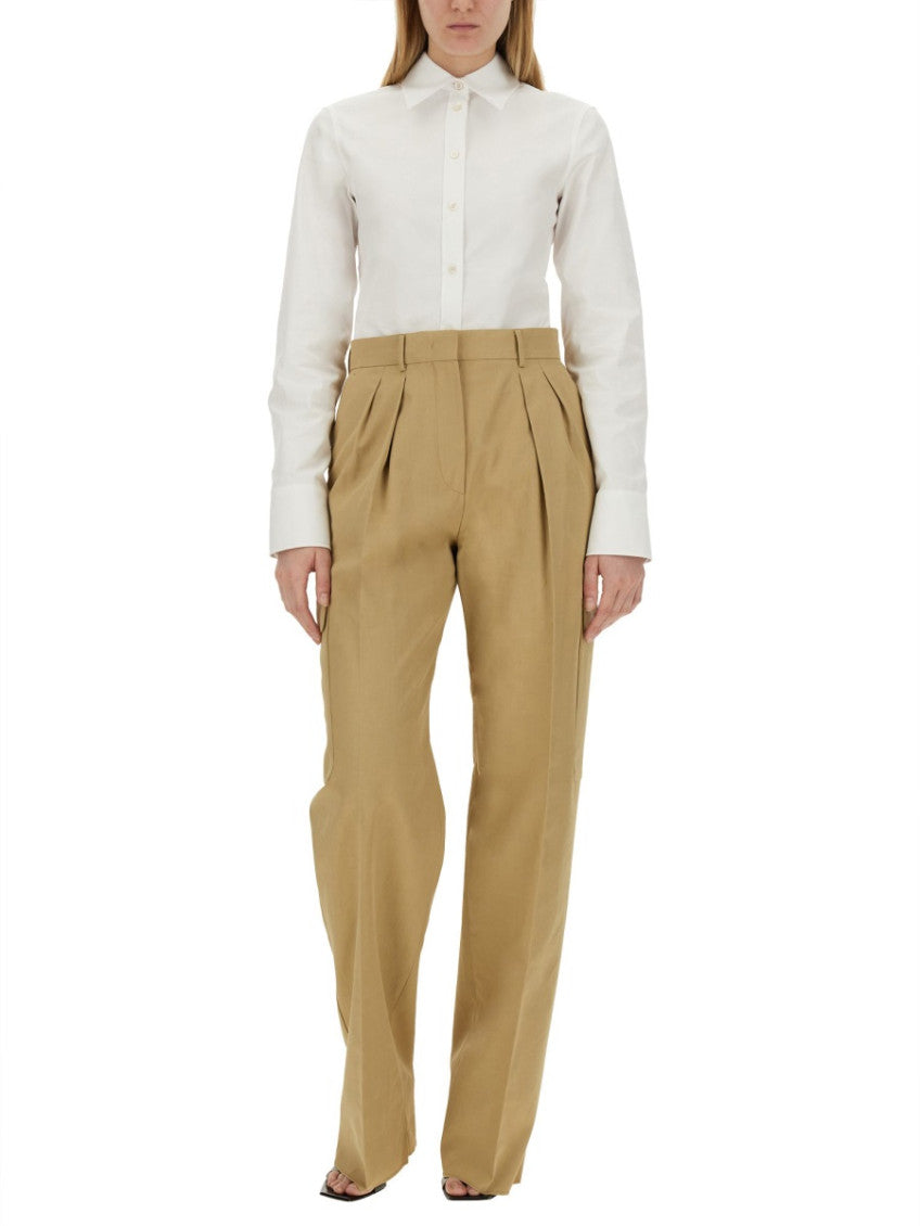 Beige Relaxed Pleated Pants 2