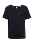 Black Solid Round Neck T-Shirt 1
