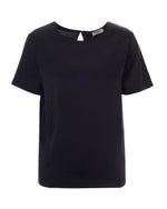 Black Solid Round Neck T-Shirt 1