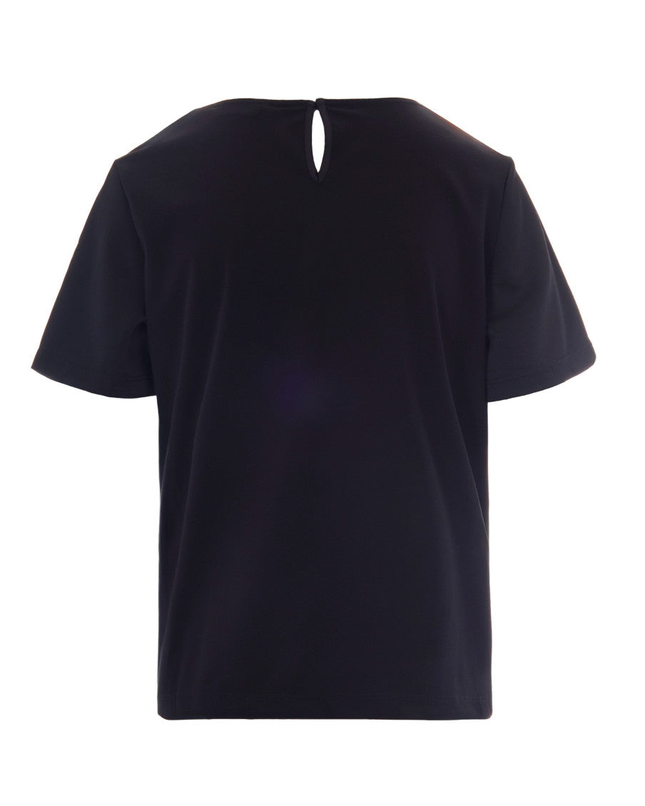 Black Solid Round Neck T-Shirt 2