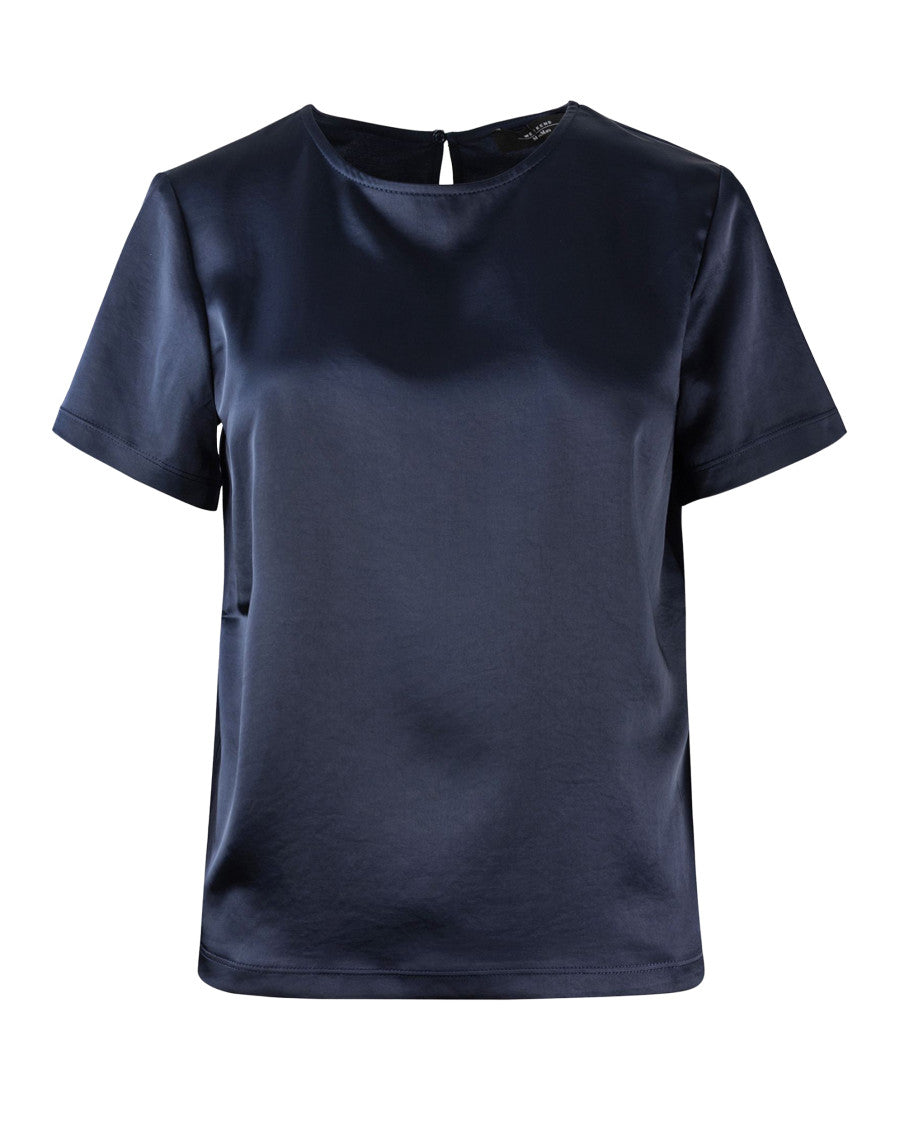 Blue Solid Round Neck T-Shirt 1