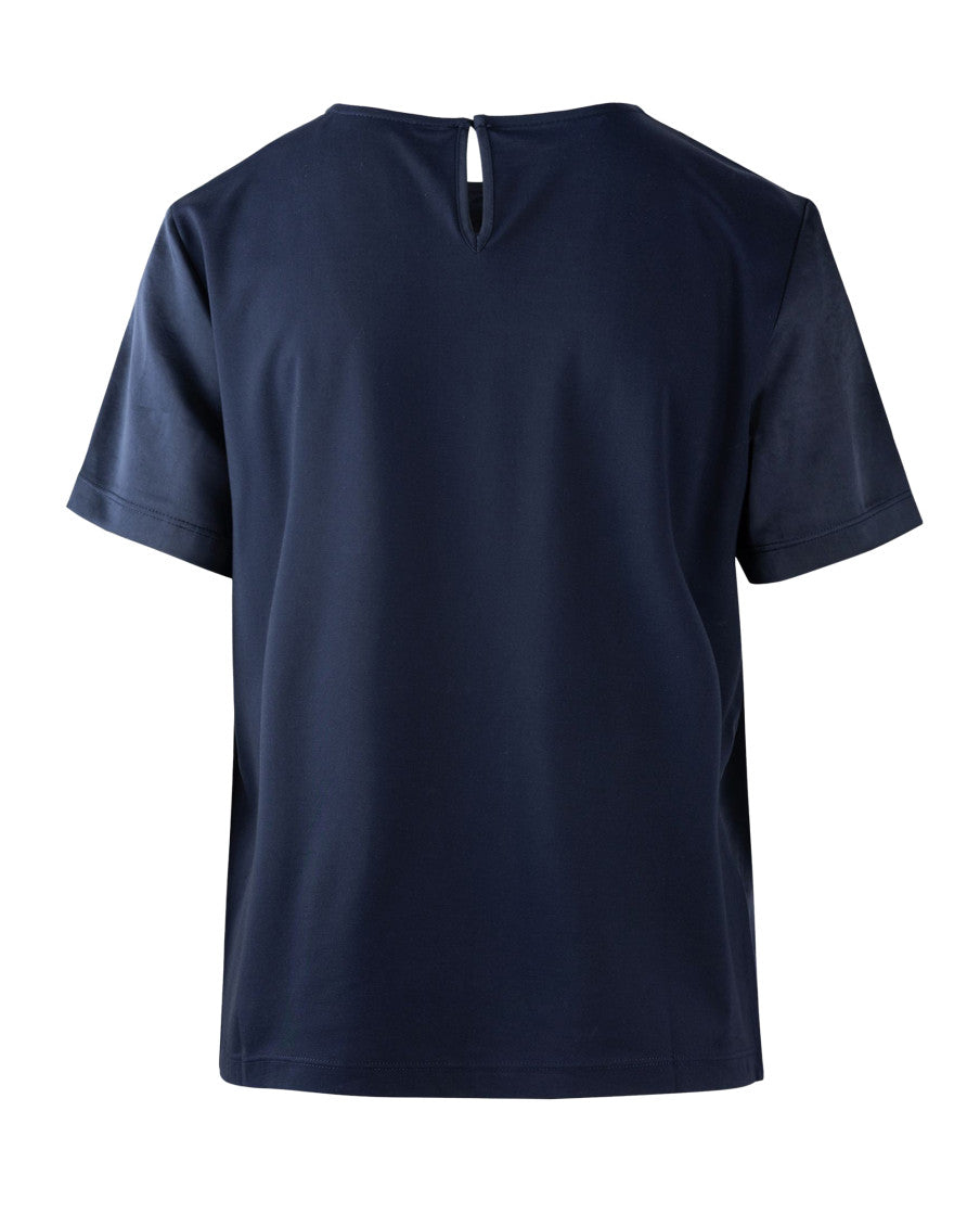 Blue Solid Round Neck T-Shirt 2