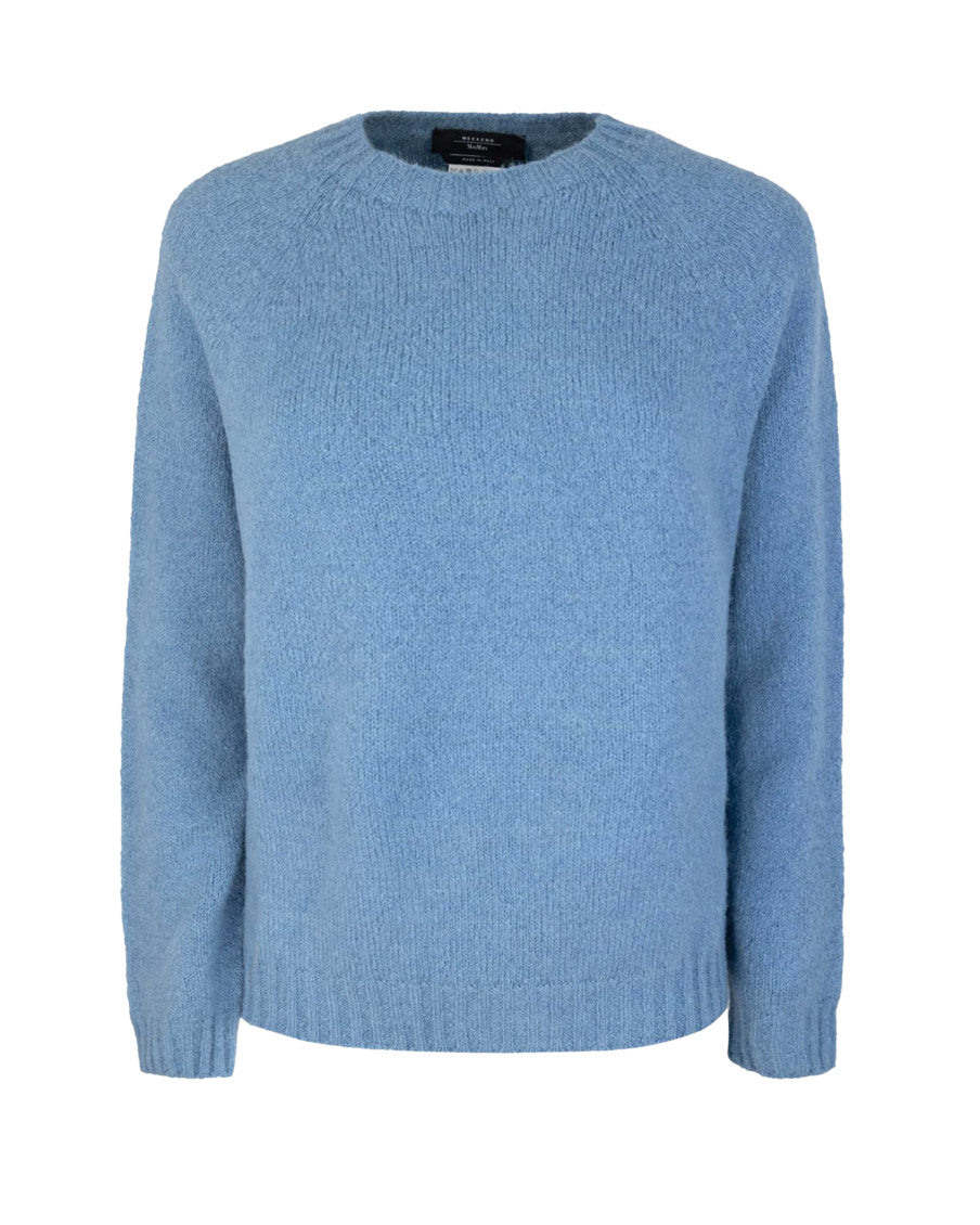 Blue Solid Crew Neck Sweater 1