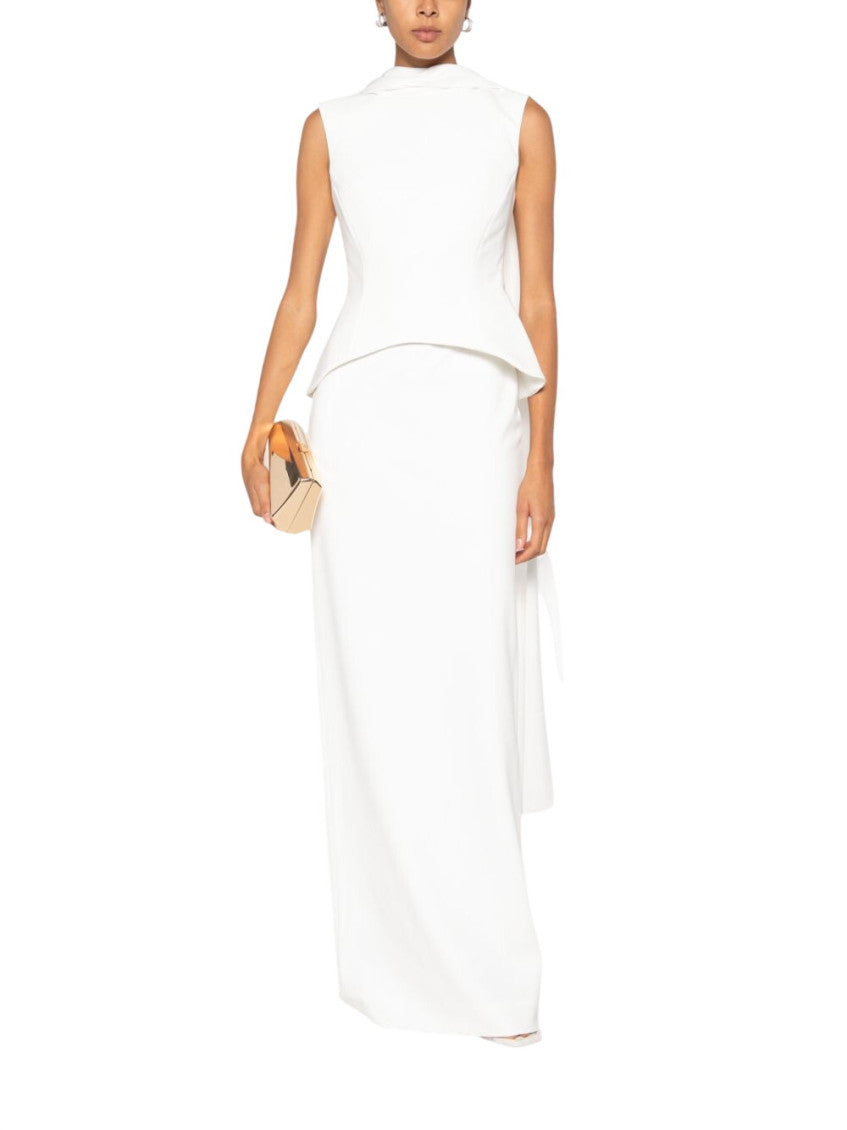 Beige Peplum Maxi Dress 2