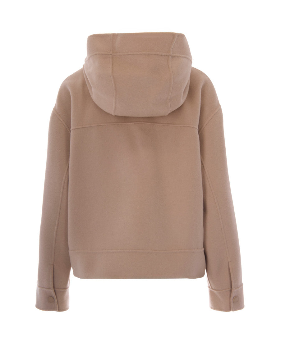 Beige Solid Hood Jacket 2