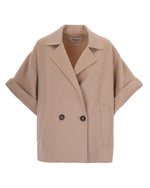 Beige Solid Notched Lapel Trench Coat 1