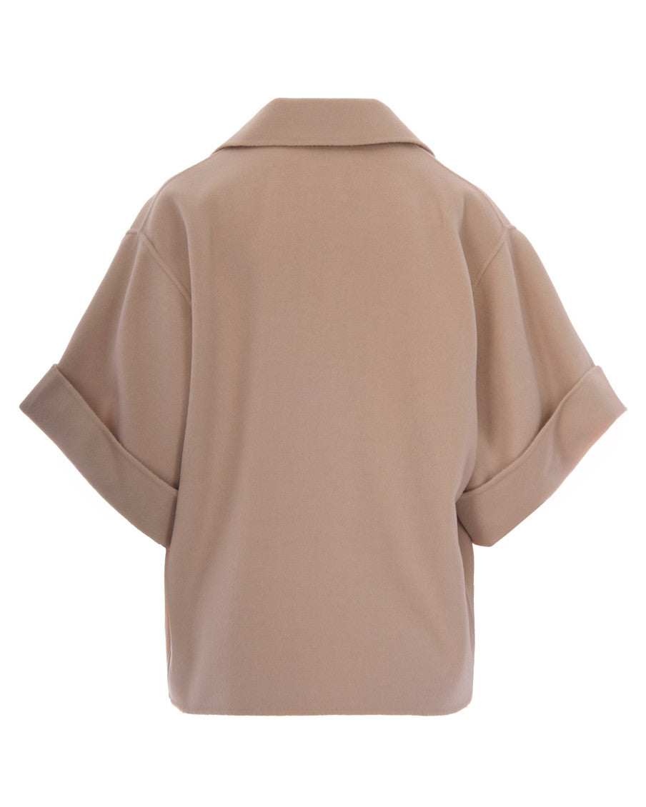 Beige Solid Notched Lapel Trench Coat 2