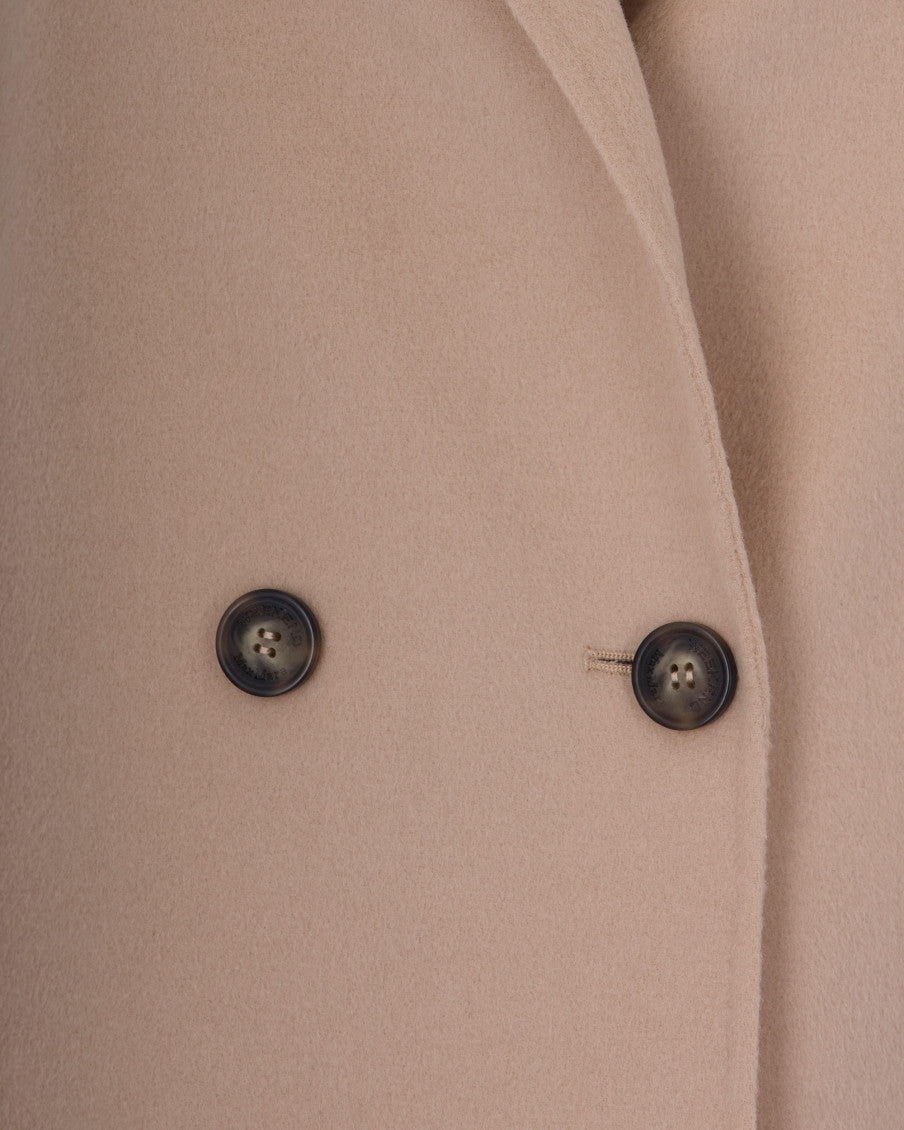 Beige Solid Notched Lapel Trench Coat 3