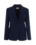 Blue Solid Notched Lapel Blazer 1