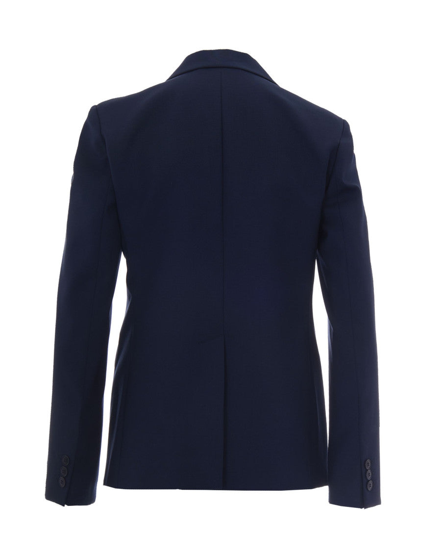 Blue Solid Notched Lapel Blazer 2