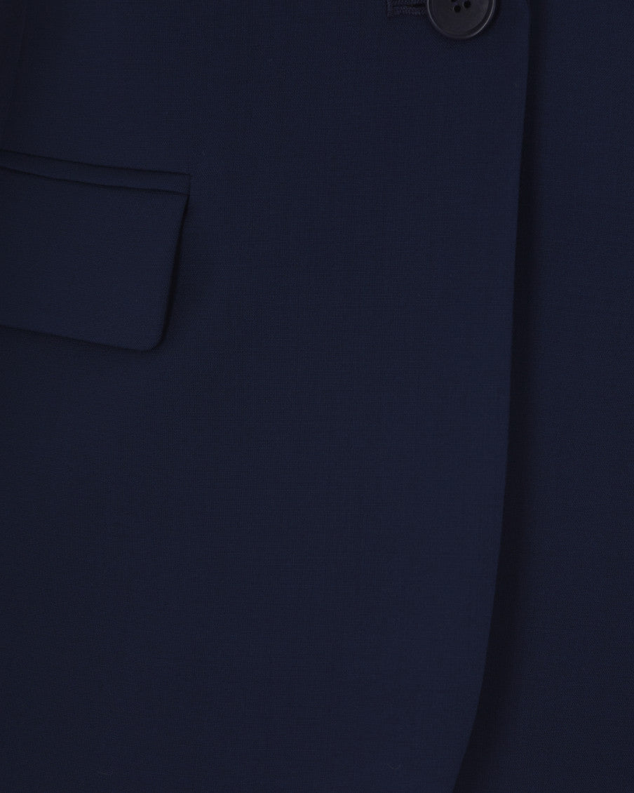 Blue Solid Notched Lapel Blazer 3