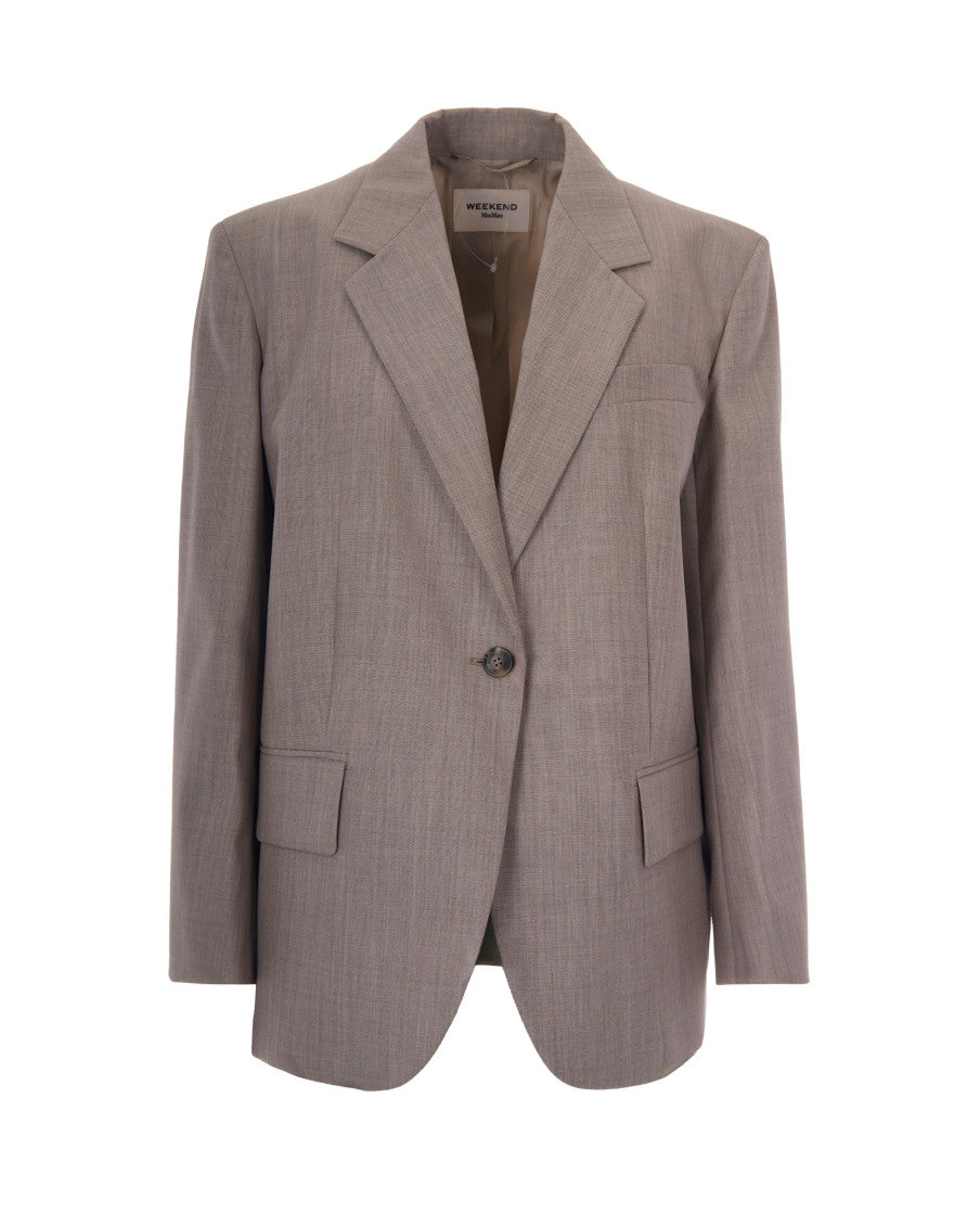 Brown Solid Notched Lapel Blazer 1