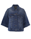 Blue Solid Shirt Collar Jacket 1