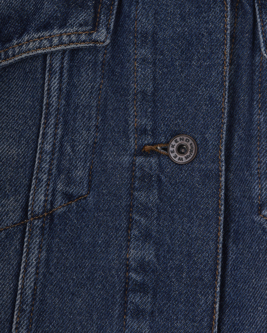 Blue Solid Shirt Collar Jacket 3