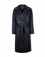Black Solid Notched Lapel Trench Coat 1