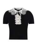 Black Solid Shirt Collar Top 1