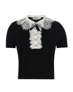 Black Solid Shirt Collar Top 1