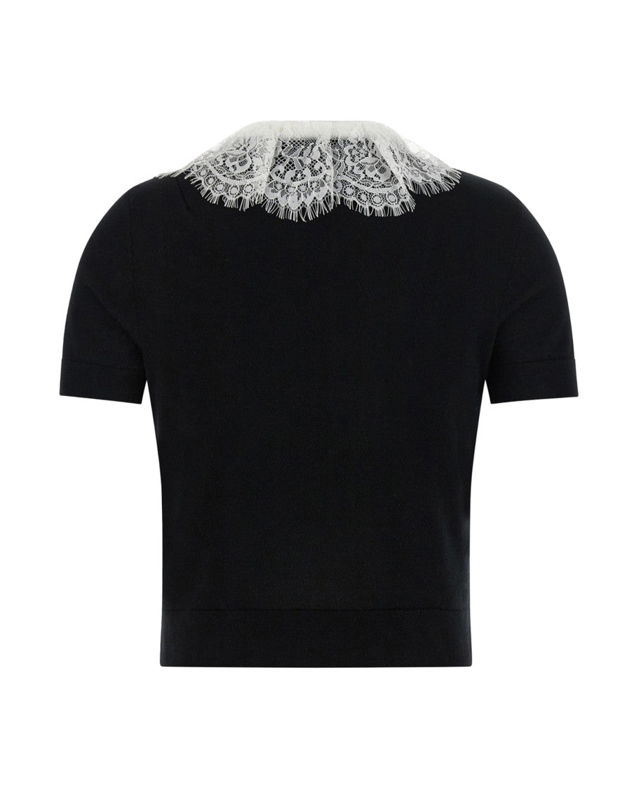 Black Solid Shirt Collar Top 2