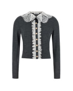 Grey Lace Shirt Collar Cardigan 1