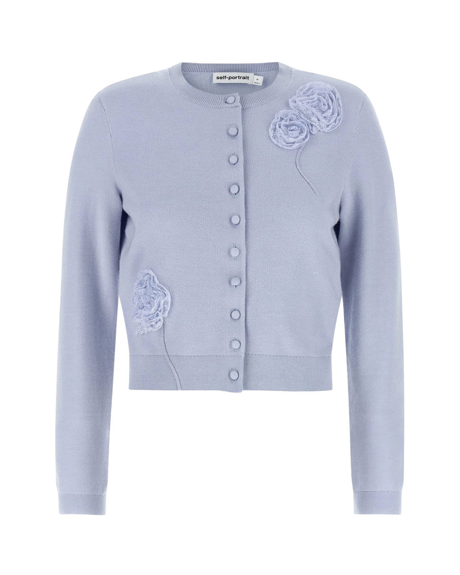 Blue Embellished Round Neck Cardigan 1