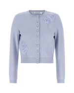 Blue Embellished Round Neck Cardigan 1
