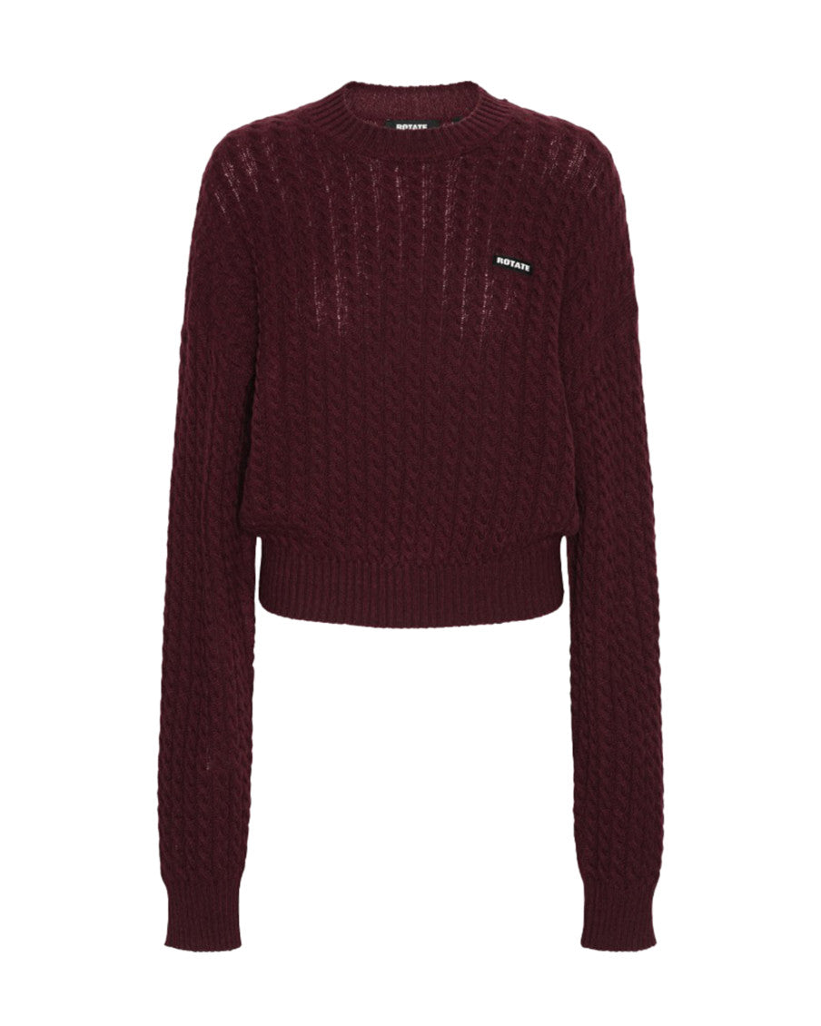 Dark Brown Knitted Crew Neck Sweater 1