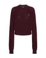 Dark Brown Knitted Crew Neck Sweater 1