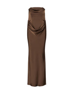 Brown Solid Strapless Maxi Dress 1