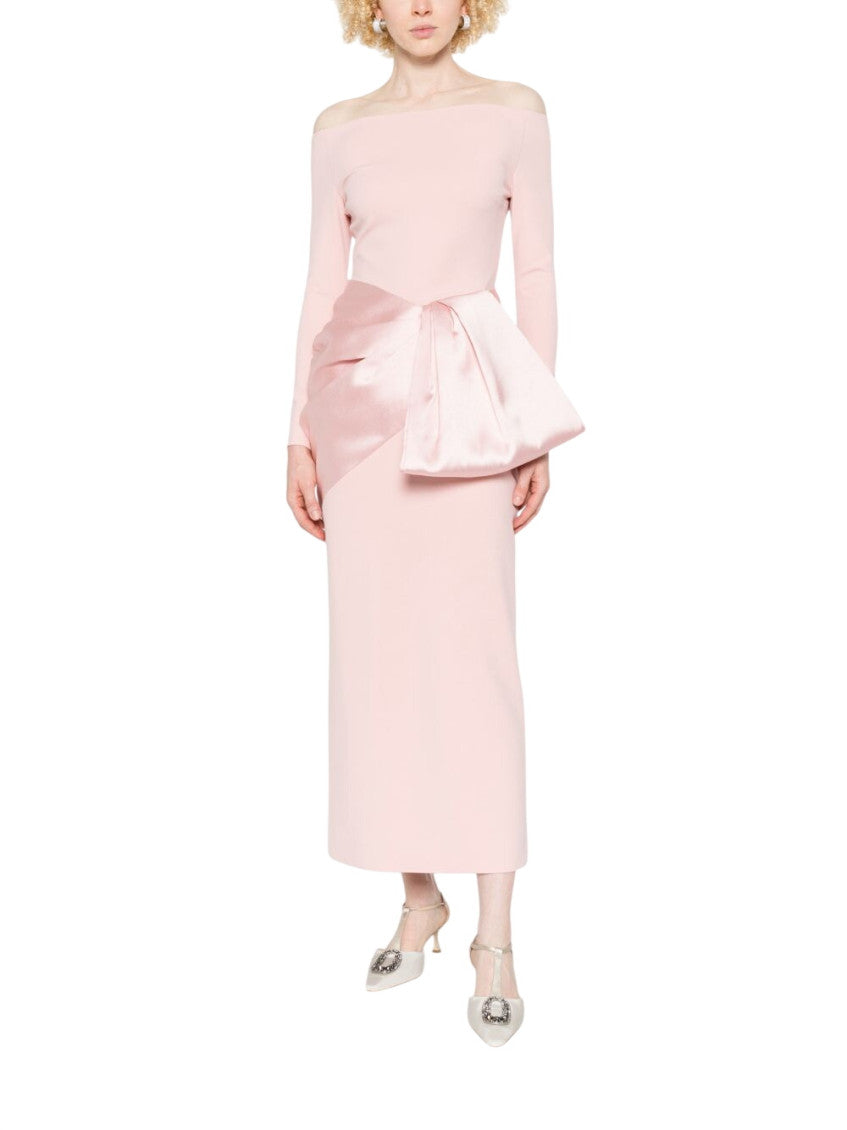 Pink Off Shoulder Midi Dress 2