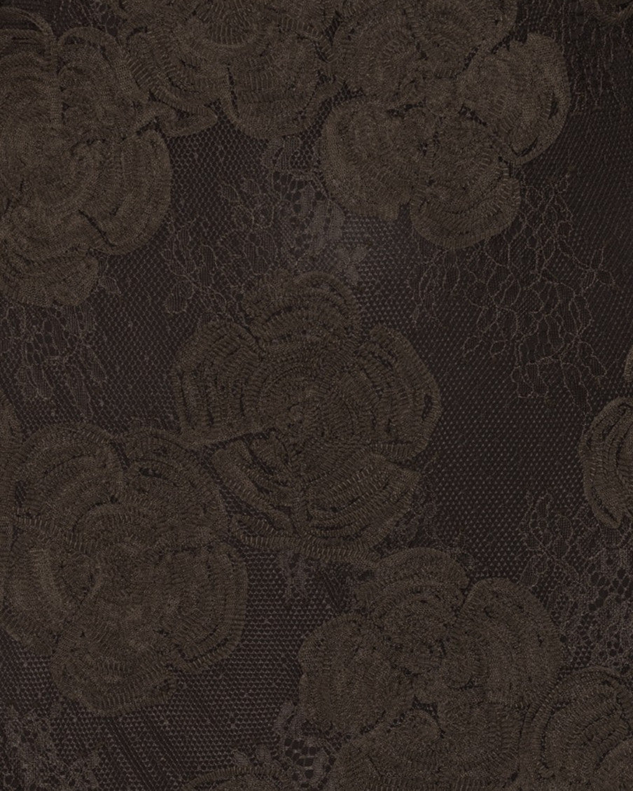 Dark Brown Floral Round Neck Mini Dress 4