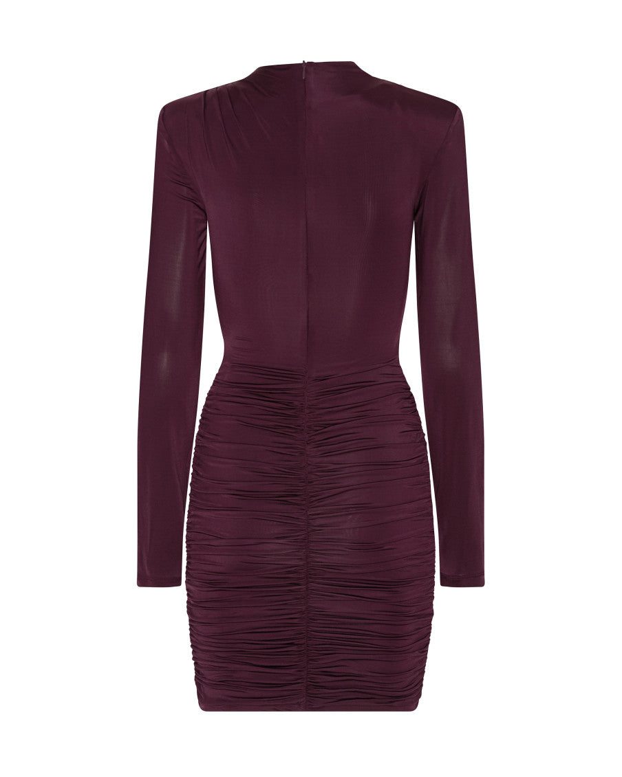 Maroon Mock Collar Mini Dress 3