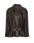 Brown Shirt Collar Leather Jacket 1