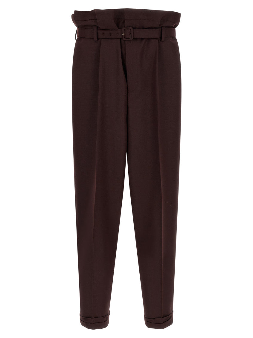 Dark Brown Slim Pleated Pants 1