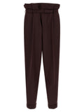 Dark Brown Slim Pleated Pants 1